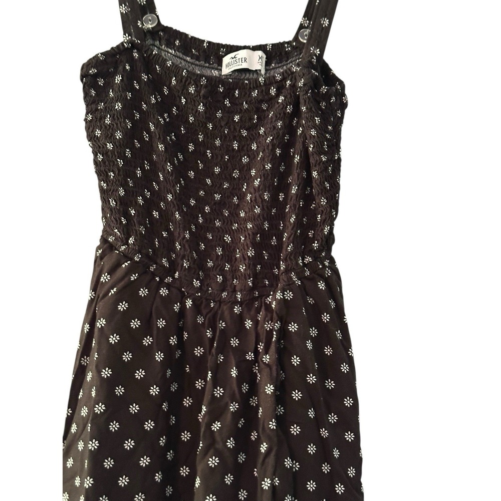 Hollister Ditsy Floral Maxi Sundress Women XS Black Ruffle Whimsigoth Fairy Goth - Picture 6 of 11
